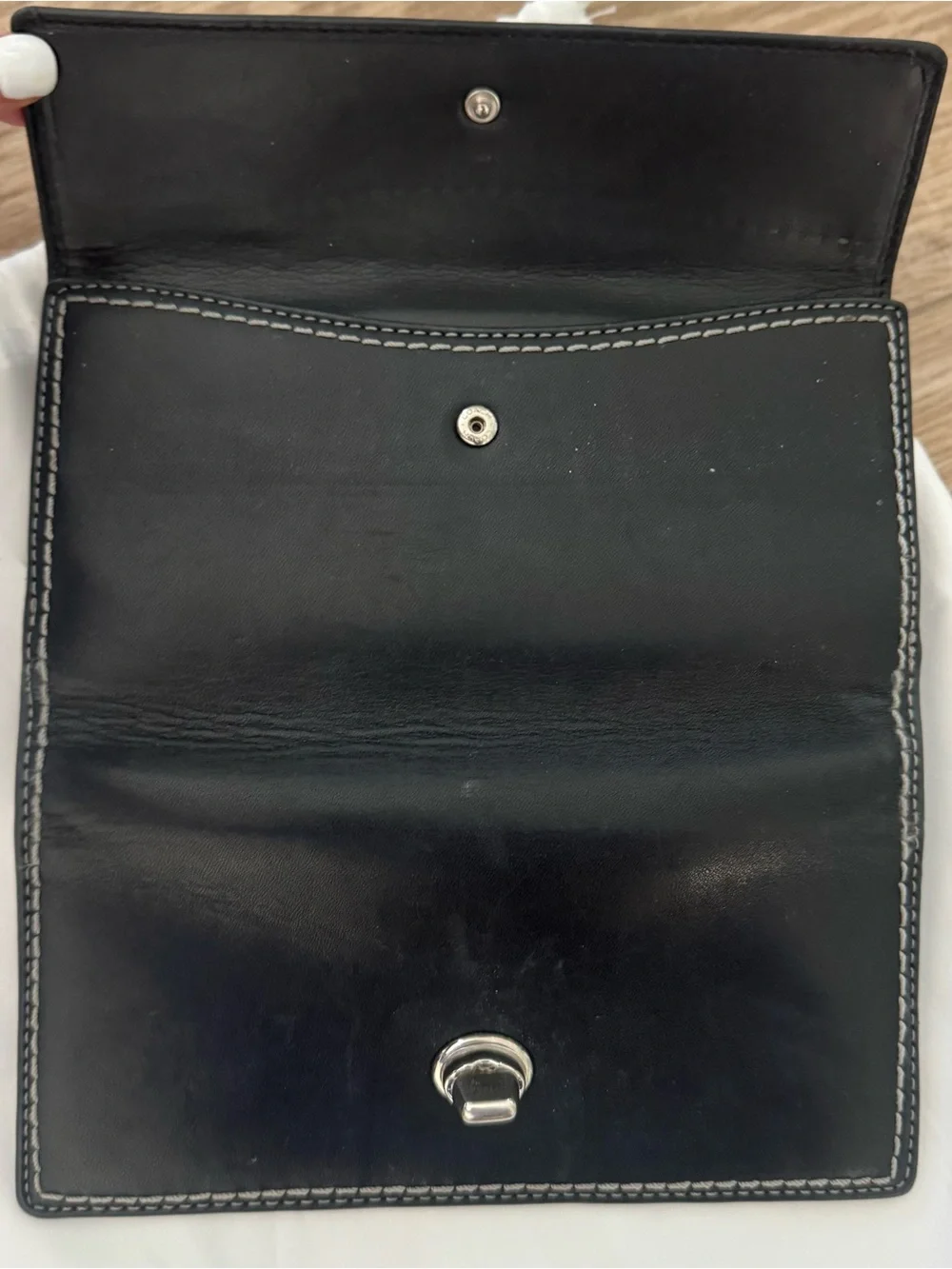 COACH Black Leather Turnlock Card Holder Wallet